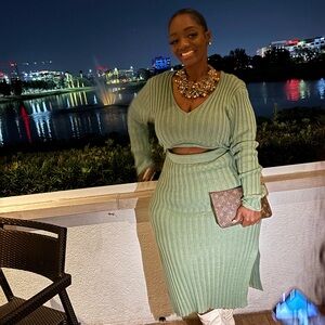 Eloquii Green Ribbed Knit Dress